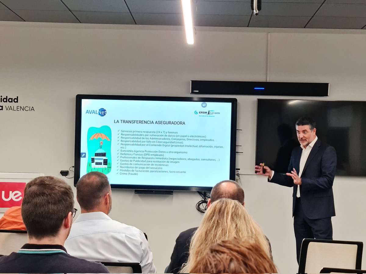 MariamparoRos's tweet photo. Cuestiones a tener en cuenta para asegurar contra ataques de ciberseguridad en las empresas y organizaciones. Jornada @AVALNET  con la Correduria de seguros ERSM Levante https://t.co/pt7Z3mvERB