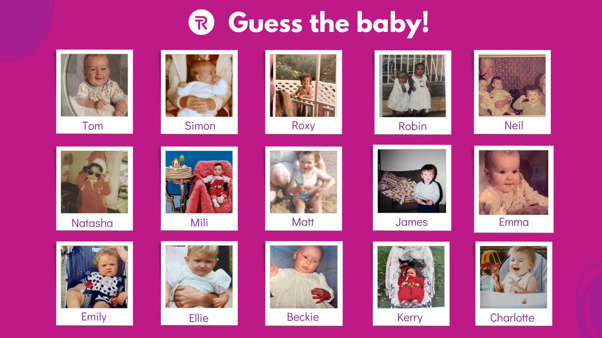 techreturners's tweet photo. Not our usual team photo!  We got a little too competitive trying to guess each other's baby pics 📸 💜
🍼👶🏻👶🏼👶🏽👶🏾👶🏿 | #MeetTheTeam https://t.co/3P5ztS75wY