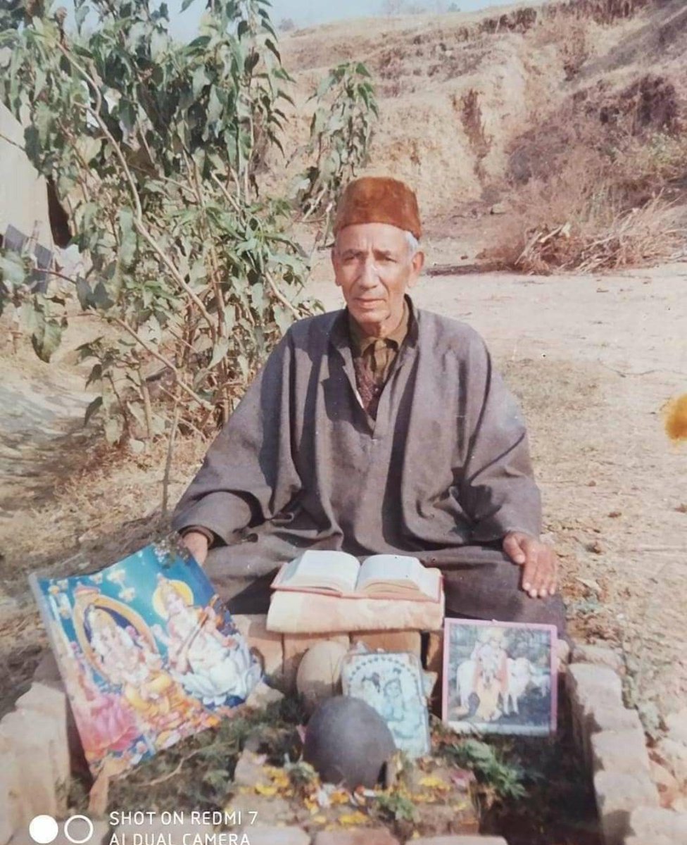 A Kashmiri pandit who lost his storey house,,fruit gardens and homeland but didn't lose faith in Prabhu..he's reading bhagwat geeta!!!