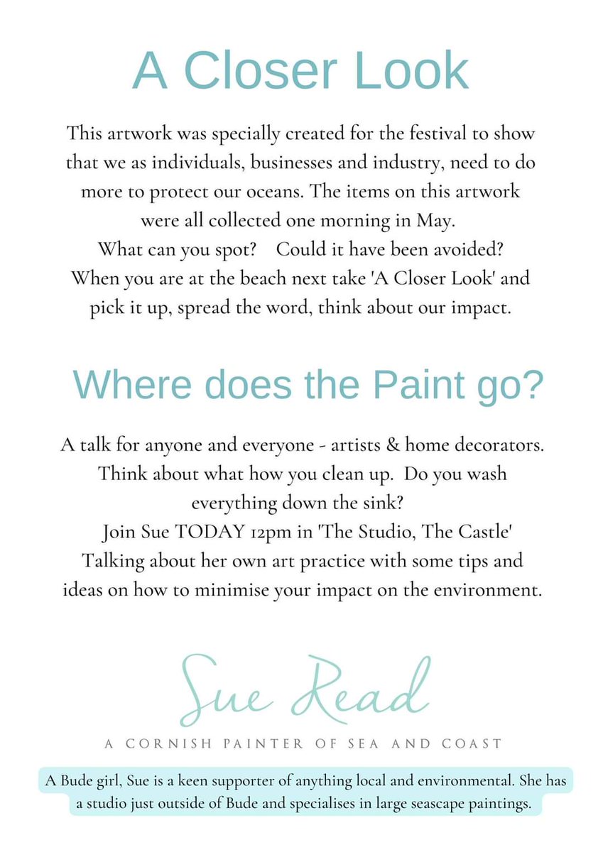 Bude Climate Partnership (@budeclimate) on Twitter photo Come see this wonderful art piece by renown Bude artist <a href="/suereadart/">Sue Read</a>  which will be on show in the upper foyer of the Parkhouse Centre, Bude at our Bright Futures Festival this Saturday Jul 2. Sue will also be giving an environmental art talk <a href="/TheCastleBude/">The Castle Bude</a> at midday. All welcome Come see this wonderful art piece by renown Bude artist <a href="/suereadart/">Sue Read</a>  which will be on show in the upper foyer of the Parkhouse Centre, Bude at our Bright Futures Festival this Saturday Jul 2. Sue will also be giving an environmental art talk <a href="/TheCastleBude/">The Castle Bude</a> at midday. All welcome