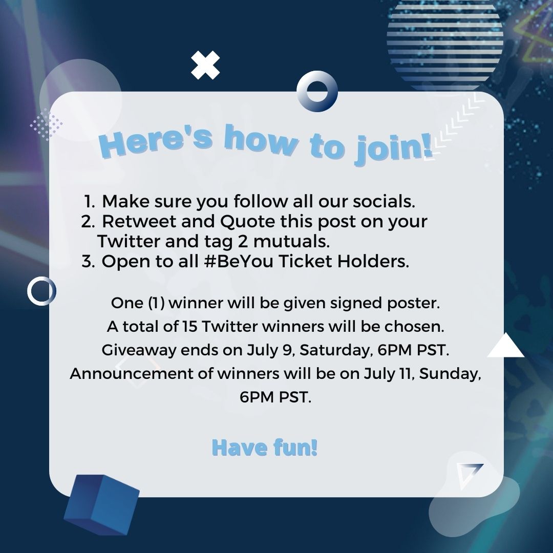 Calling all Be You ticket holders!🤗
Get a chance to score a #BeYou Signed Poster!🗞 #BeYouGiveaway