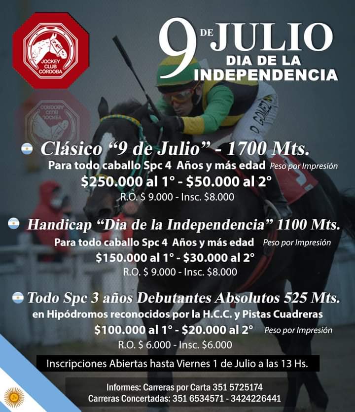 FHipodromos's tweet photo. Hipódromo de Córdoba - Cierre de inscripciones para el sábado 9 de julio - Reunión Nº5 https://t.co/amqvzcKbPf