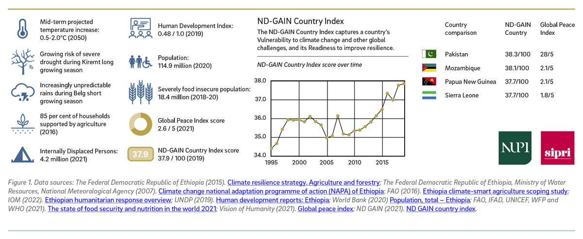 SIPRIorg's tweet photo. #Ethiopia🇪🇹's history of drought, famine and locust outbreaks highlight an urgent need for increased capacity and resilience to cope with the impacts of #ClimateChange. Find out more in the latest SIPRI–@nupinytt climate, peace and security fact sheet ➡️ https://t.co/etXSfCaZ3d https://t.co/3TprWMGtnl