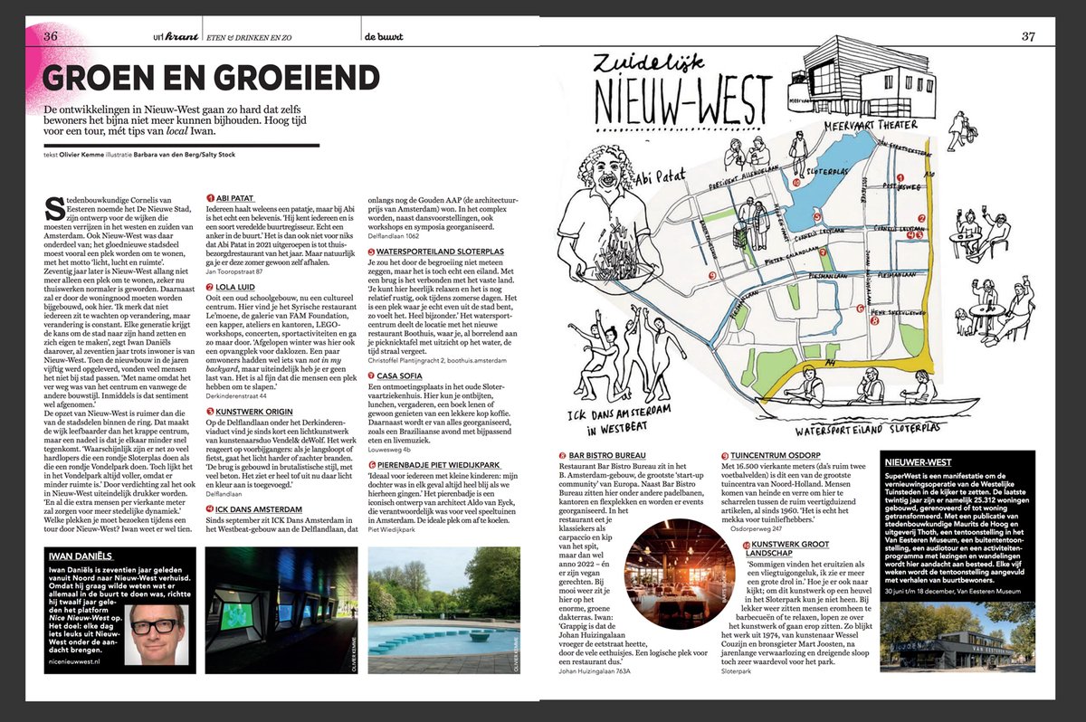 Nice! Waar moet je zijn in ‘Zuidelijk Nieuw-West.’ De  <a href="/Iamsterdam/">I amsterdam</a> #Uitkrant vroeg het mij voor de juni uitgave. De digitale uitgave met 10 #Nieuwwest toppers vind je via 
issuu.com/iamsterdam/doc… #Amsterdam #SuperWest