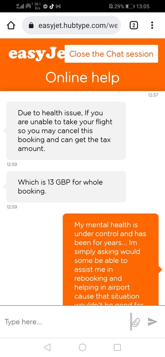 Merlinpsytrance's tweet image. @easyJet @ukmentalhealth @BipolarUK @_ukmentalhealth @CitizensAdvice
easyJet Mentalhealth.gov 😧
No support from easy jet with mental health problems 
So do easyJet not help or allow people with disabilities to have support at the airports?
Read this on line help chat😡
