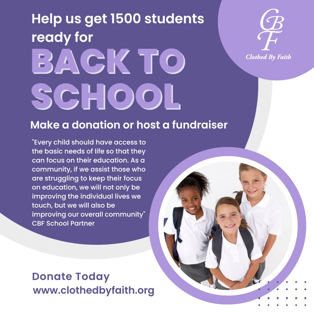clothedbyfaith's tweet photo. We need your help to get 1,500 children and teens ready to go back to school! You will be giving these children so much more than clothing! 

https://t.co/MmpqC25CC7 https://t.co/LzRIg60Vc4