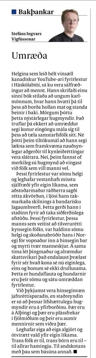 Tuttugustu og áttundu bakþankar mínir fyrir Fréttablaðið birtust í dag