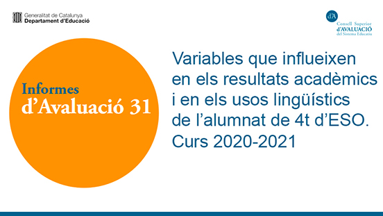 xtec's tweet photo. Ja teniu disponible els #InformesDAvaluació número 31, «Variables que influeixen en els resultats acadèmics i en els usos lingüístics de l'alumnat de 4t d'#ESO. Curs 2020-2021». Consulteu-lo!
🔗 https://t.co/SH5iqzfhBn
#AlsCentres #CSASE https://t.co/W7MoqFAylj