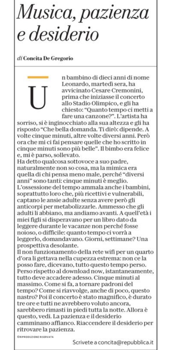 CremoniniCesare's tweet photo. Il desiderio e la pazienza. @concitadeg ✍️ @repubblica https://t.co/jVZ42wknAp