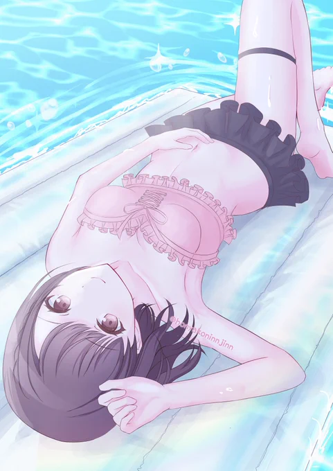 #今月描いた絵を晒そう 
水着の女の子しかいない、、、 (※タップ推奨) 