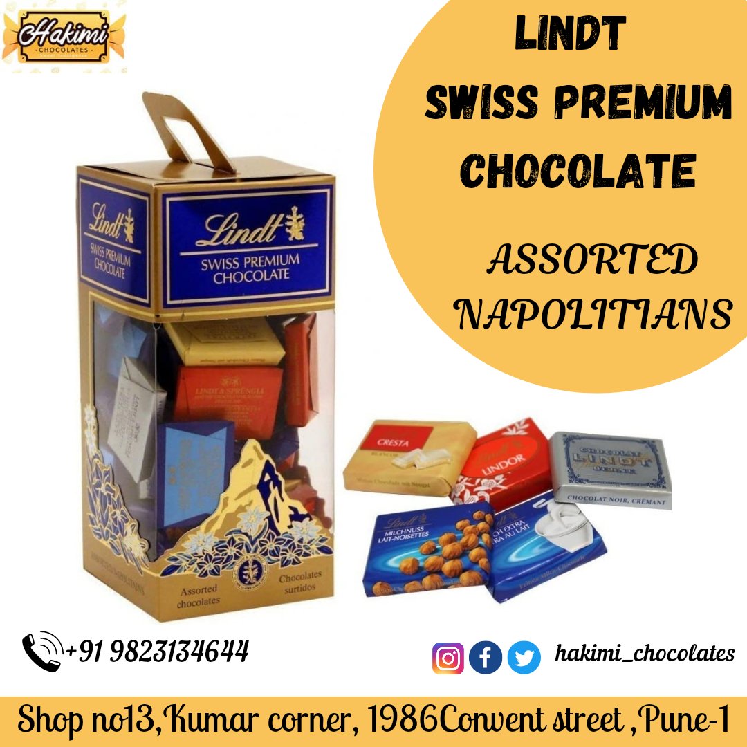 HAKIMICHOCOLATE's tweet photo. The Lindt Napolitains box contains a selection of luxurious swiss chocolate pieces. Perfect for a gift for someone special. 
🍫🍫🍫🍫🍫🍫🍬🍬🍬
FINEST COCOA. UNIQUE ROASTING AND GRINDING. LINDT INVENTION
🍫🍫🍫🍫🍫🍫🍬🍬🍬
#hakimichocolates #lindtswitzerland #lindthomeofchocolate https://t.co/xe7zD7L01X