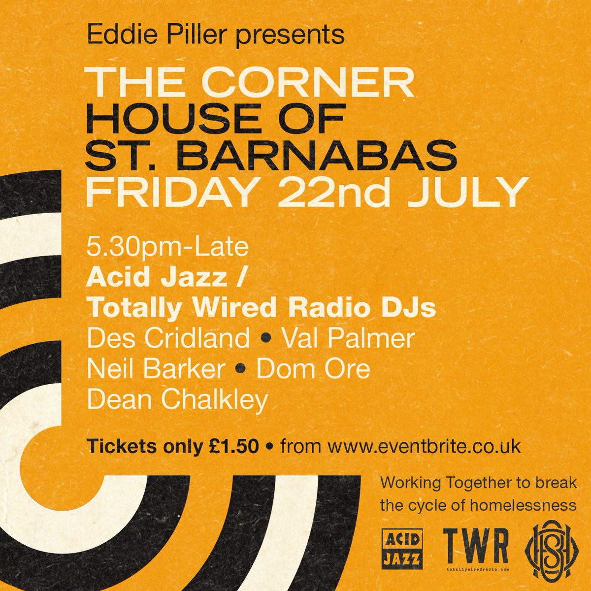 THE CORNER - @HoStBarnabas is back on 22nd July - 5:30pm>1am: Dj’s: Val Palmer, Des Cridland, Neil Barker, Dom Ore & me: Soul, Jazz, Vintage R&B ‘n more - tix from eventbrite.co.uk/e/barnabas-pre… the £1.50 entry goes to @HoStBarnabas charity & helps in all the good work they do.