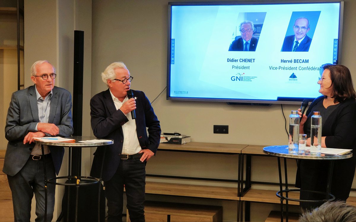 <a href="/Equiphotelparis/">EquipHotel Paris</a> Lancement de la prochaine édition d'EquipHotel avec Hervé Becam (Umih), Didier Chenet (GNI) et Béatrice Gravier (EquipHotel), au Drawing House, Paris
