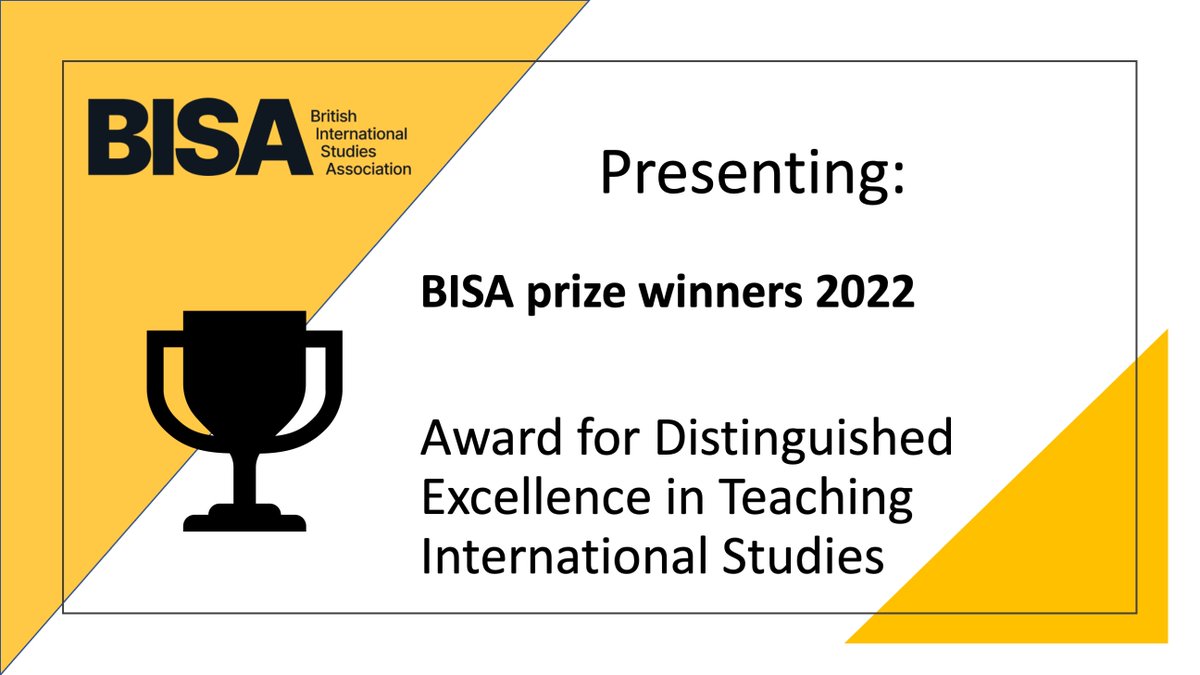 BISA - British International Studies Association (@mybisa) on Twitter photo (1/2) The #BISA2022 Award for Distinguished Excellence in Teaching International Studies went jointly to
<a href="/clairetimperley/">Claire Timperley</a> & Kate Schick, from <a href="/WellingtonUni/">WellingtonUni</a>
Watch acceptance speeches & judges comments: youtube.com/watch?v=tlOgkW… (1/2) The #BISA2022 Award for Distinguished Excellence in Teaching International Studies went jointly to
<a href="/clairetimperley/">Claire Timperley</a> & Kate Schick, from <a href="/WellingtonUni/">WellingtonUni</a>
Watch acceptance speeches & judges comments: youtube.com/watch?v=tlOgkW…