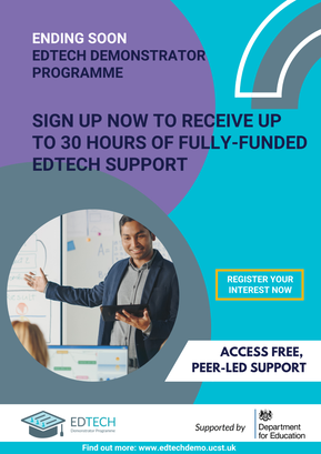 ⏰FINAL DAY TO REGISTER to benefit from the DfE’s fully-funded #EdTech Demonstrator Programme which provides tailored support to any publicly-funded #school or #college in England. ow.ly/Aa7P50JLi5T 🔊 DON'T MISS OUT #headteachers #governors #edreform #edleadership