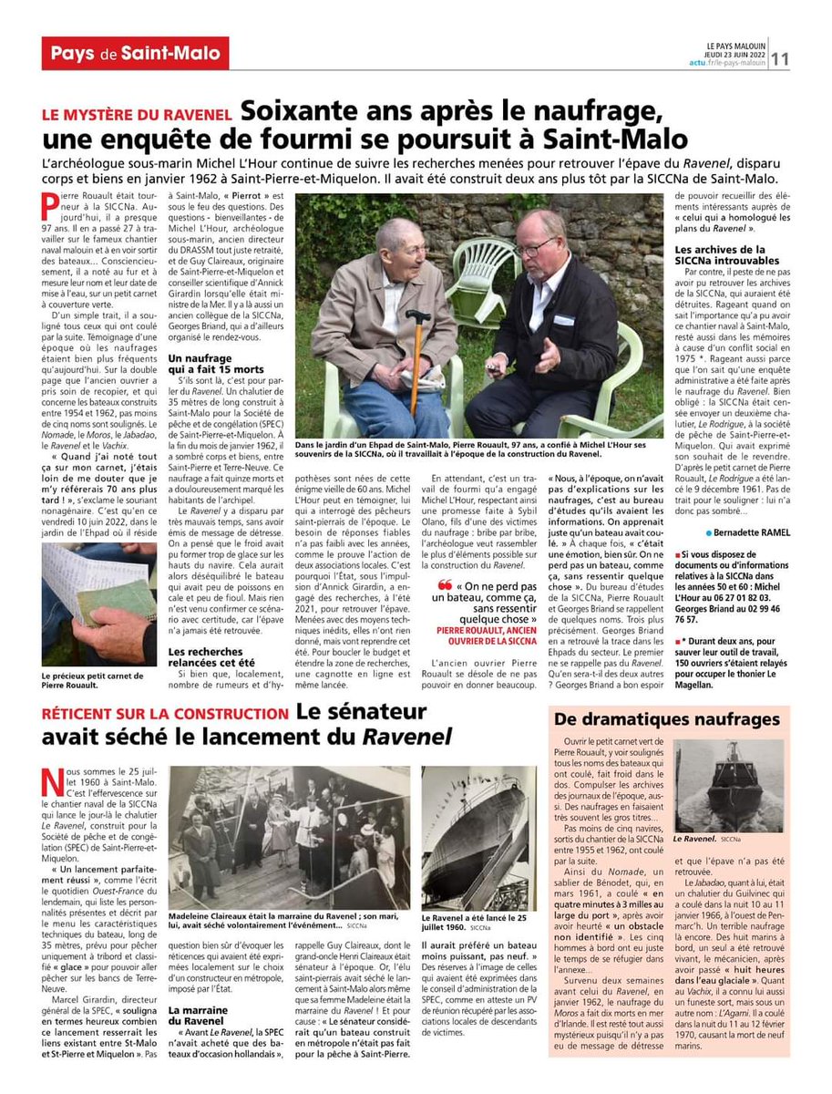 OP_RAVENEL2022's tweet image. On parle de l&apos;histoire du Ravenel dans @LePaysMalouin ! Merci aux journalistes.