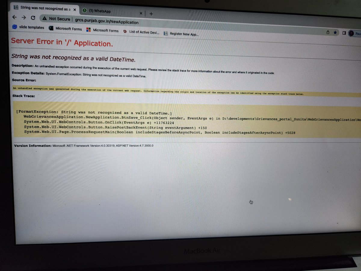 GThukral575's tweet photo. @BhagwantMann sir, we are trying to upload a grievance on the newly launched portal for complaints agisnt real estate developers. Unable to save the application. Attaching the error. Requesting your team to kindly look into it. https://t.co/7vT0MOiOcD