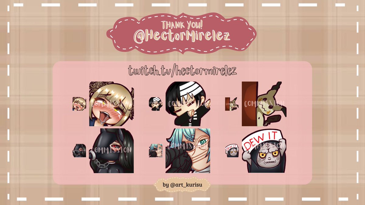 Thank you so much for commissioning me <a href="/HectorMirelez/">Hector Mirelez</a> !! ✨

#twitch #emotes