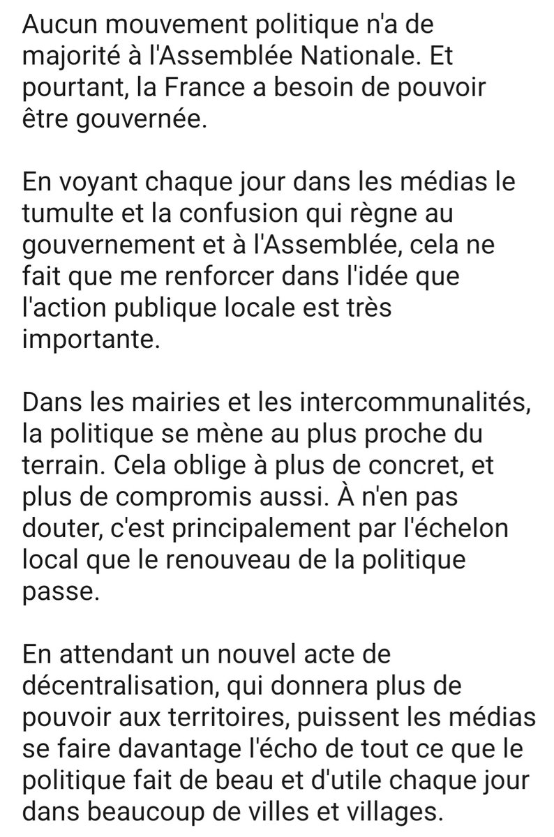 Le renouveau de la politique passe par l'échelon local, celui des villes et villages ⤵️