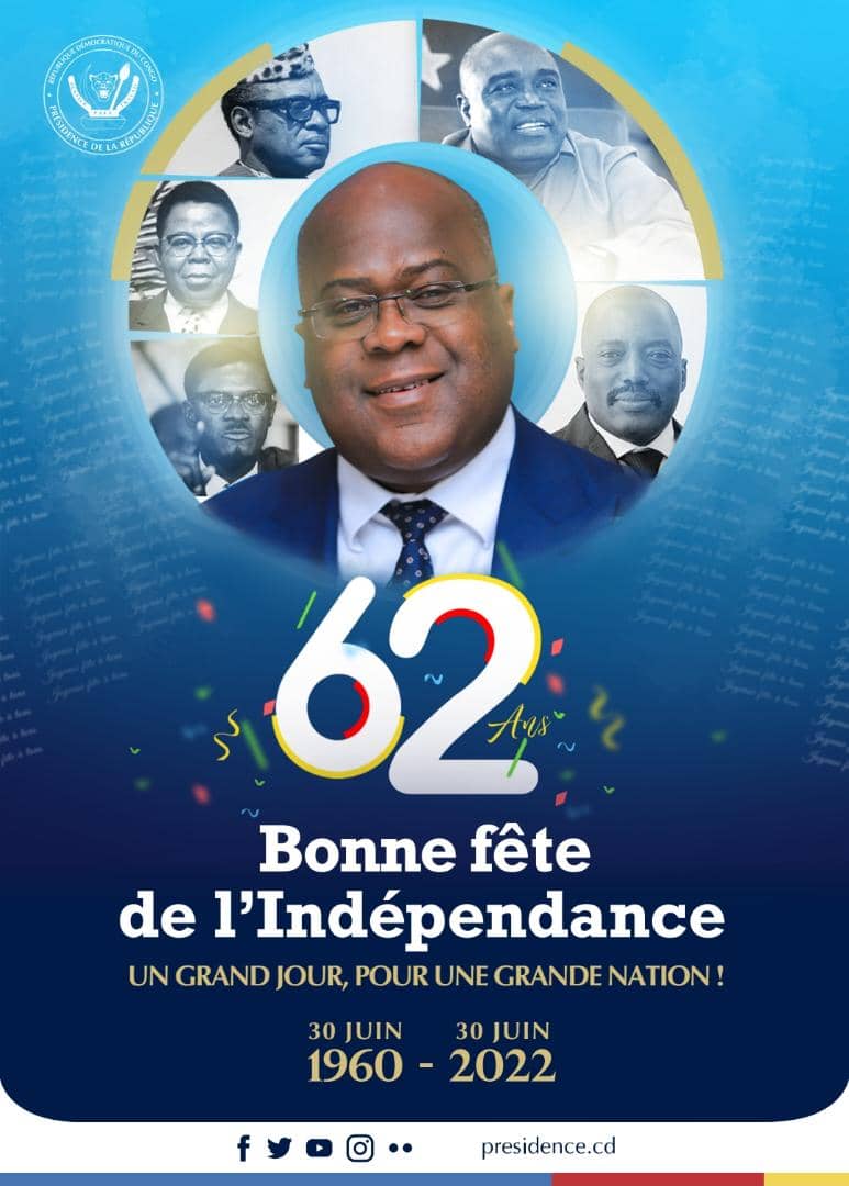 30.06.2022 l #FeteNationaleRDC #IndependanceRDC 
BONNE FÊTE DE L'INDÉPENDANCE À TOUTES ET À TOUS