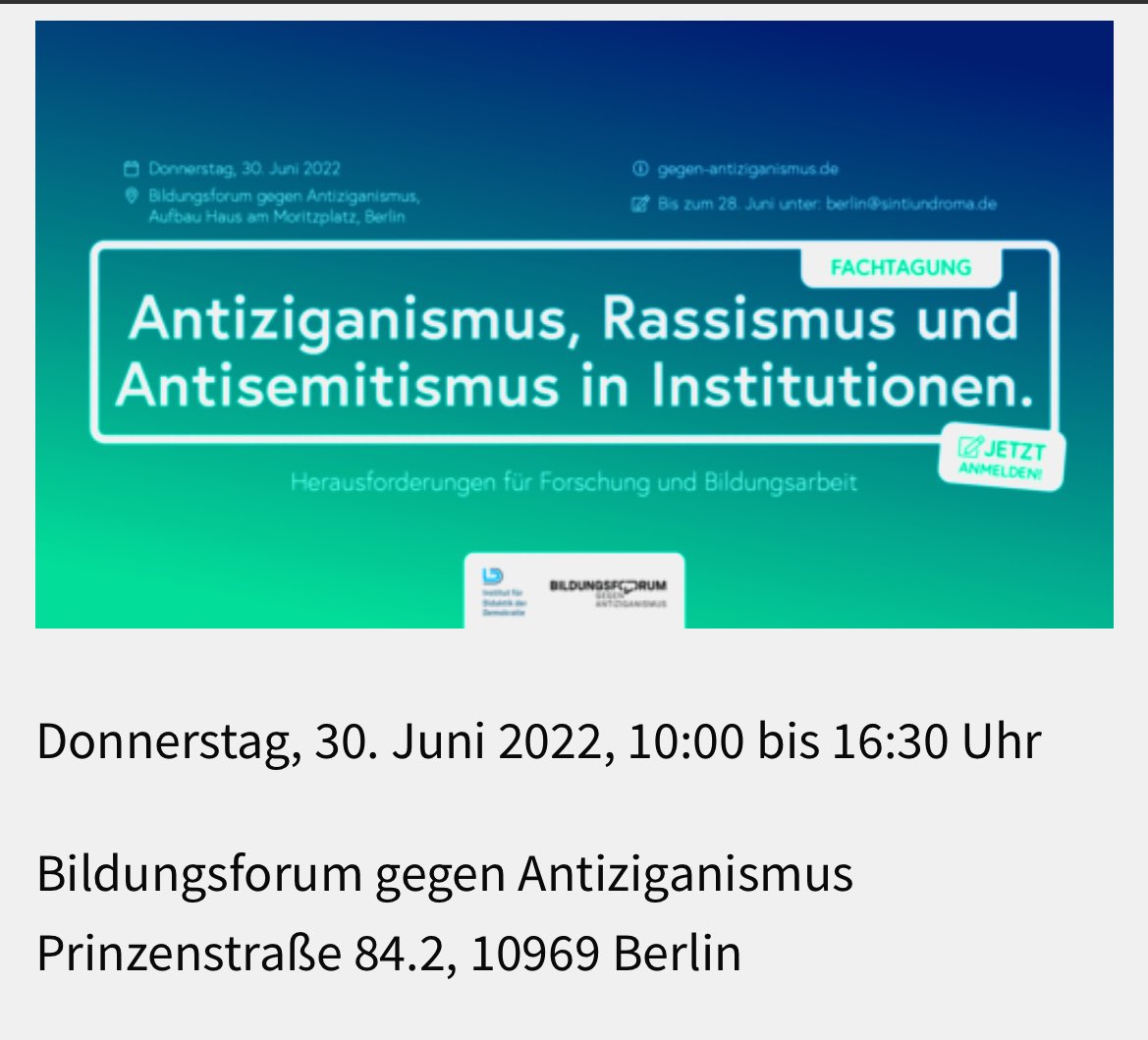 Los geht’s! Fachtag zum Thema Antiziganismus, Rassismus und Antisemitismus in Institutionen in Berlin.