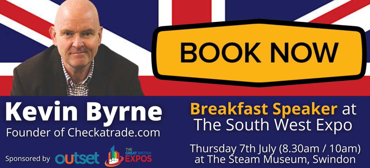 We have sponsored the breakfast session at the Swindon Great British Expo this year! Kevin Bryne, the Founder of Checkatrade is our brilliant keynote speaker.. 👉BOOK your tickets now: buff.ly/3HUEoQe