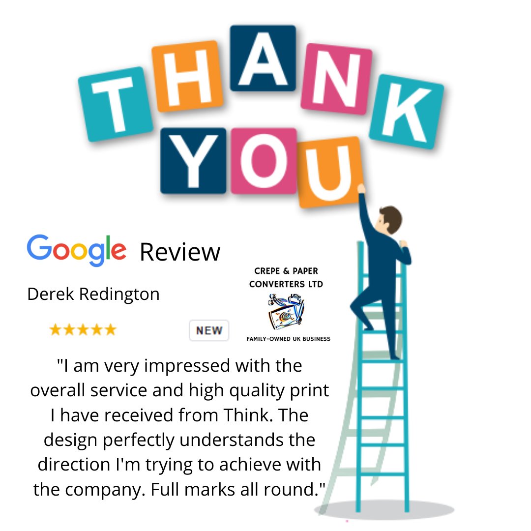 thinkdp's tweet image. Thank you to Derek @crepe-and-paper-converters for leaving us a 5-star review yesterday. 
We're grateful and pleased you're so happy with your product. 
#5_star #reviews #Think_DP