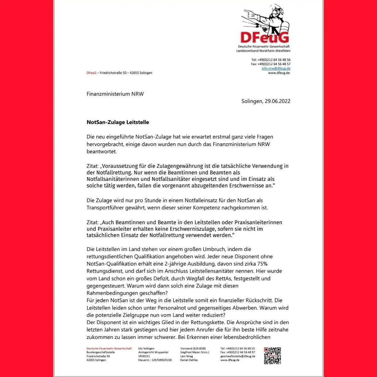DfeugN's tweet photo. #ErschwerniszulageNotSan #Leitstelle #RespektjaBitte #DFeuG #Feuerwehr #Rettungsdienst #thinredline
@Landtag_NRW @CDUNRW_Fraktion @gruenenrw @spd_fraktion_nw @fdp_nrw https://t.co/MOEflTcwfy https://t.co/cwX3rw5kmB