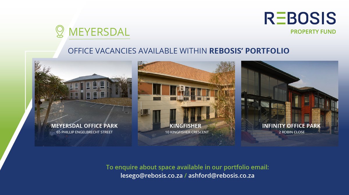 RebosisProperty's tweet photo. Rebosis' office buildings in JHB's East Rand are ideal for any business looking for a clean and modern look. 

Our Meyersdal Office Park, Kingfisher Office Block &amp; Infinity Office Park are conveniently located in the affluent suburb of Meyersdal, easily accessible and secured. https://t.co/SHEYyZJBHf