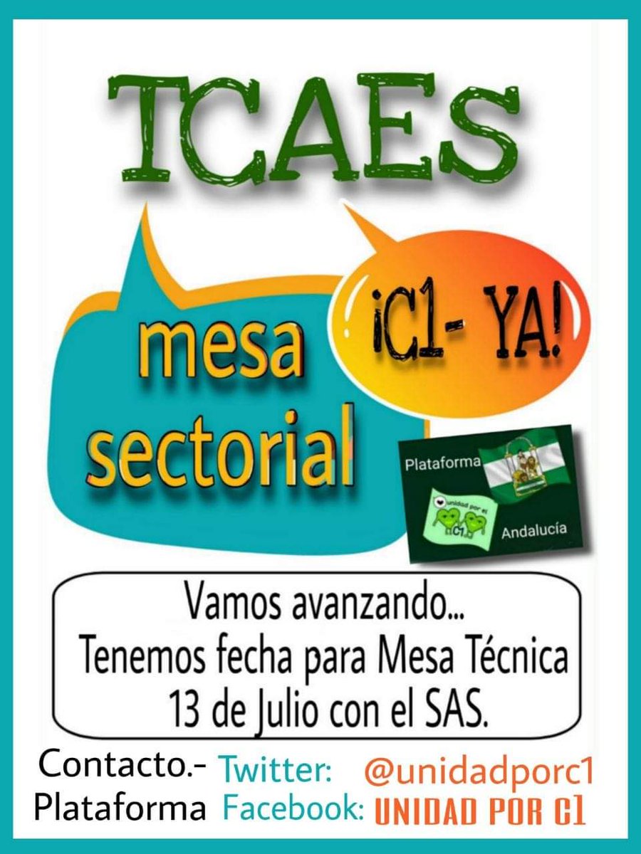 Todos juntos por un reconocimiento que llevamos reclamando muchos años, que nos escuchen de una vez y no nos cayen. Ya estamos cansados. <a href="/La1_tve/">La 1</a>  <a href="/informativost5/">Informativos Telecinco</a>  <a href="/ristomejide/">Risto Mejide</a> <a href="/JuanMa_Moreno/">Juanma Moreno</a> <a href="/antena3com/">Antena 3</a> <a href="/12_meses/">12 Meses 12 Causas Mediaset España</a>  <a href="/unidadporc1/">UNIDAD POR EL C1</a> <a href="/tcae_unidas/">@Tcae_unidas</a> <a href="/UGT_Andalucia/">UGT Andalucia</a>  <a href="/ccooandalucia/">CCOO de Andalucía</a>