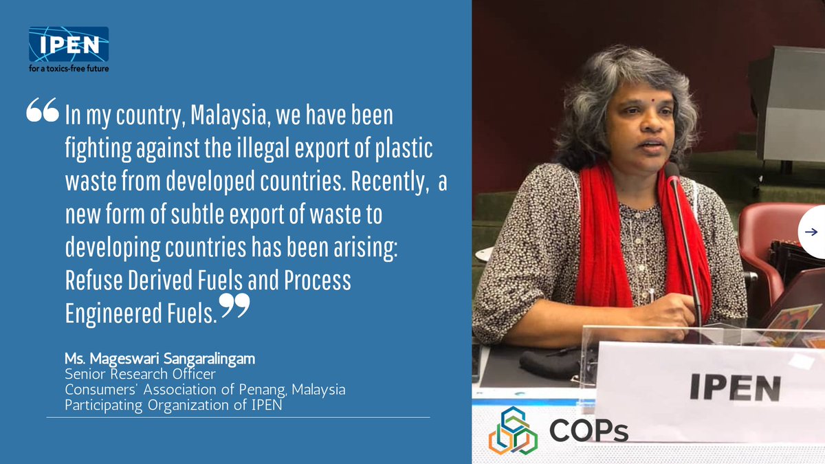 ChinkiePelino's tweet photo. @consumer_penang's intervention at the #BRSCOPs on HS Codes - #RefuseDerivedFuel. Calls on parties to ensure appropriate controls are applied to these waste-derived fuels through a specific HS code to ensure full traceability and transparency of their transboundary movements. https://t.co/FeQgN4n9il