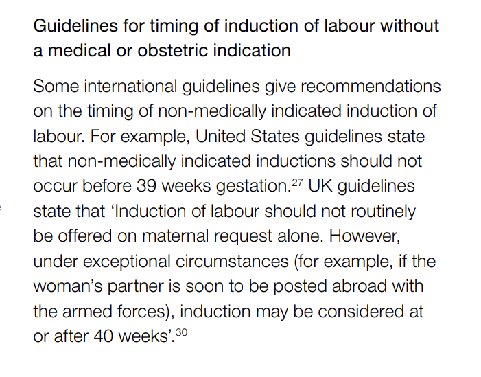 drkarathompson's tweet photo. 'Induction should not be offered if an informed woman wishes to have her baby at a safe gestation to reduce her chance of stillbirth and later pregnancy complications.  Induction may be offered if a man has an important job to attend' - NICE Guidelines 2020. https://t.co/tM52SSvip6