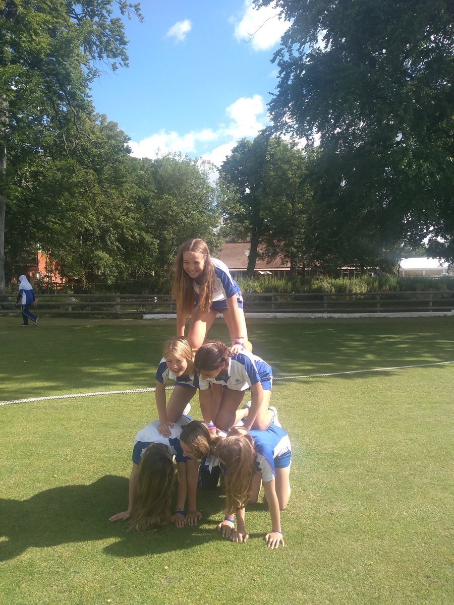 And for their next trick...Year 8 girls will demonstrate their knowledge of geometry by creating a human pyramid. As you do.#teamwork #postce