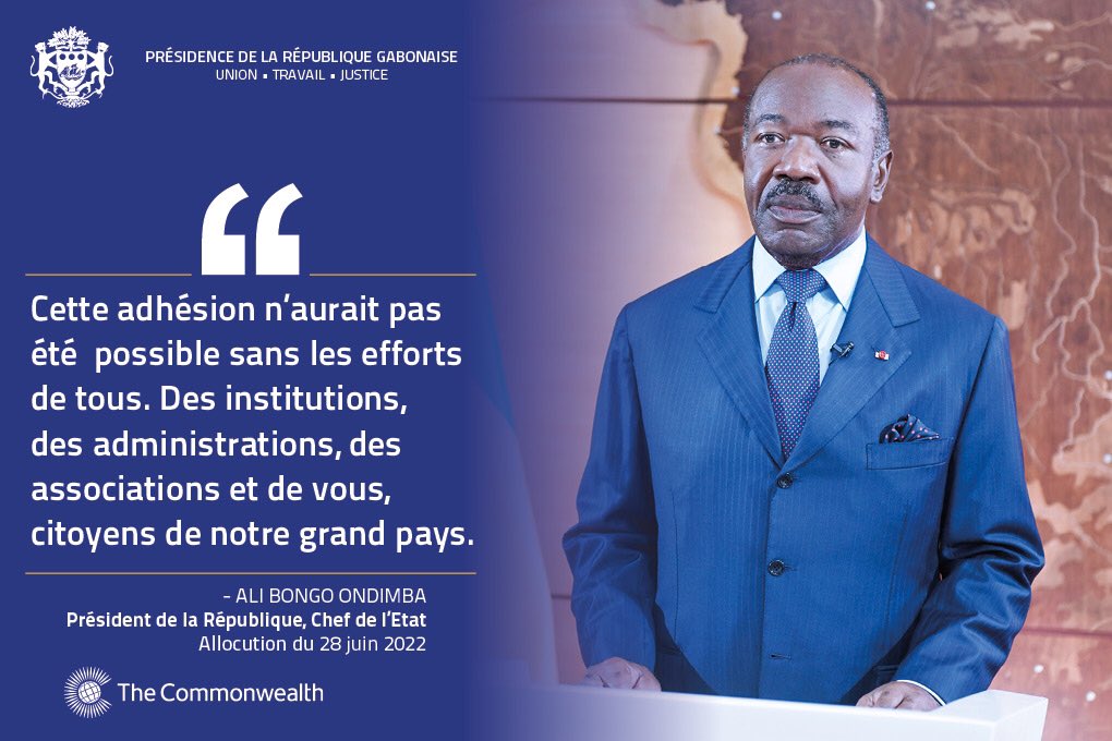 « Cette adhésion n’aurait pas été possible sans les efforts de tous. »

Extrait de l’allocution du <a href="/PresidentABO/">Ali Bongo Ondimba</a> à l’occasion de l’adhésion de notre pays au <a href="/commonwealthsec/">The Commonwealth</a>.