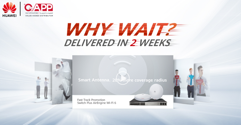 GappKSA's tweet photo. Want to supercharge your network speed? 
The wait is over !!

Order #Huawei enterprise switches &amp; Wi-Fi 6, with fast delivery in 2 weeks!