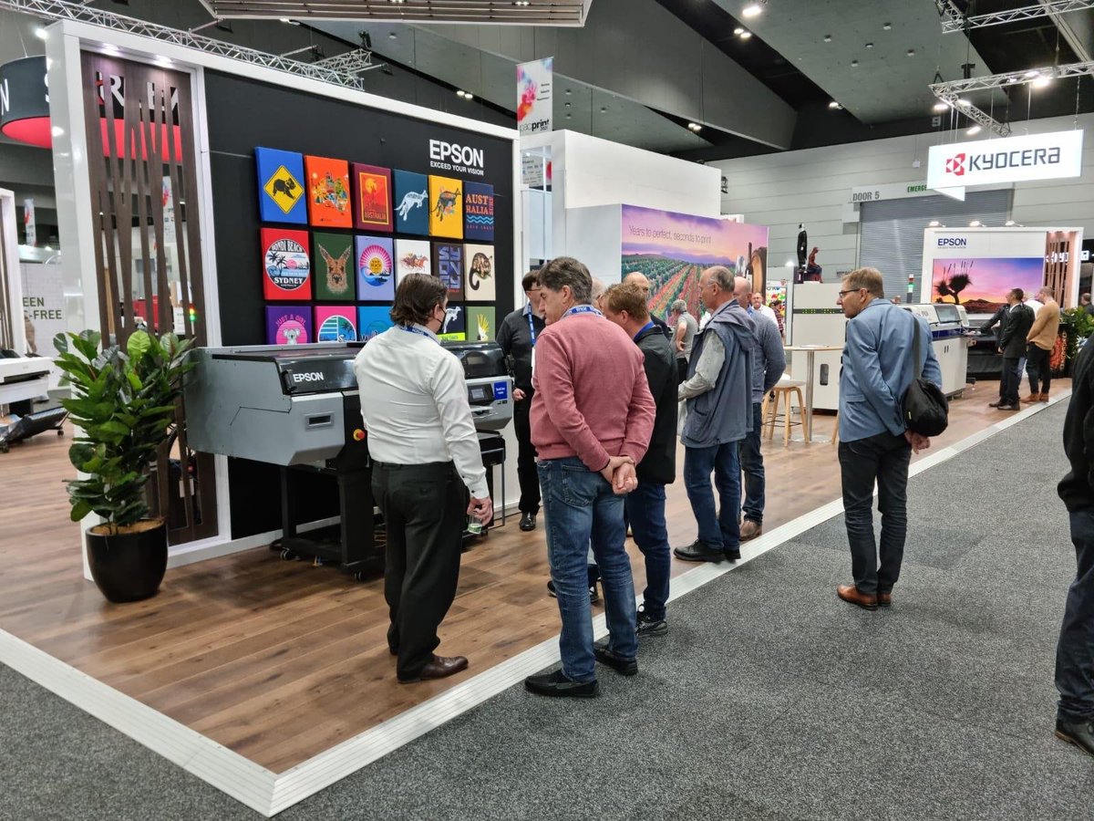 EpsonAust's tweet photo. Day 3 at PacPrint 22 was a success!
Thank you to everyone who stopped by our stand at G20.
There is still time to visit us tomorrow & see our latest and biggest product offer ever for signage, fabric, photo and label printing solutions.
#epson #epsonaustralia #PacPrint https://t.co/jIUvbMi6X6