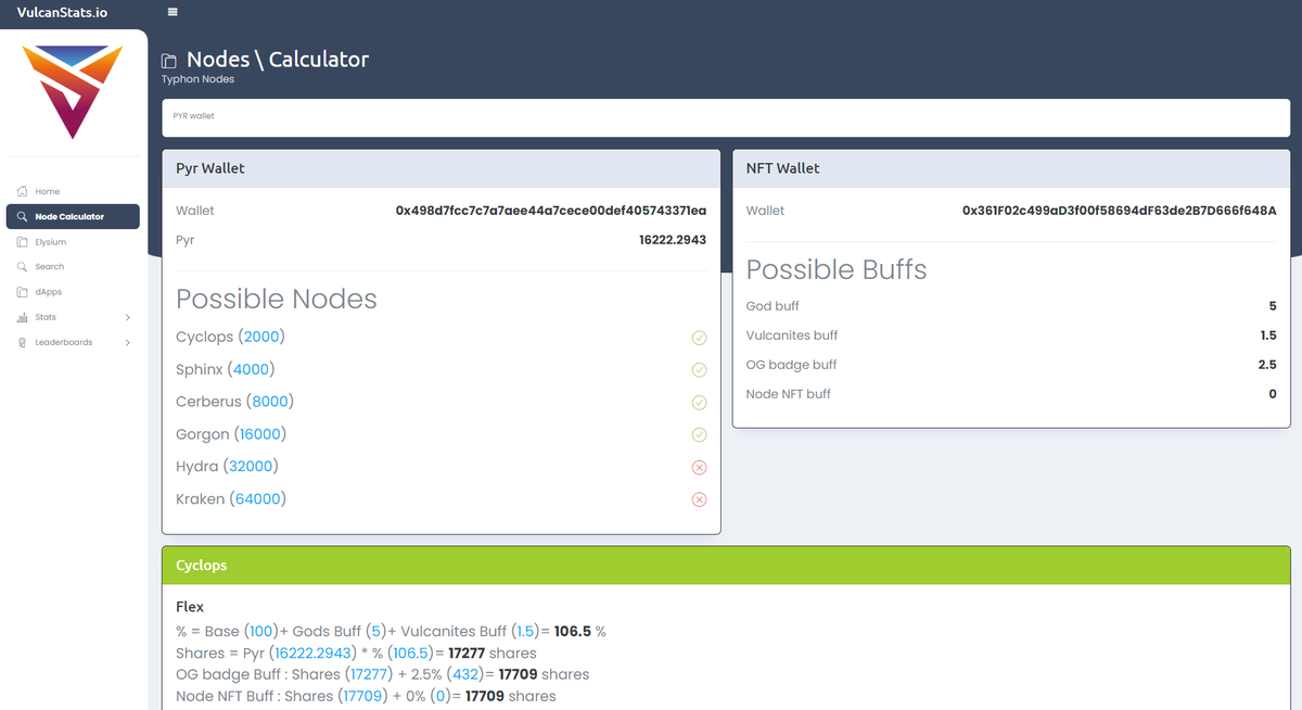 VulcanStats's tweet image. Nodes Calculator
Check your possible nodes and buffs
@VulcanForged $PYR #elysium