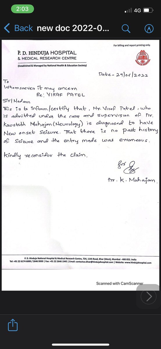 <a href="/careinsuranceIN/">Care Health Insurance</a> rejecting my claim citing non-disclosure even after the doc <a href="/HospitalHinduja/">P. D. Hinduja Hospital</a> has admitted to an erroneous entry in reporting my medical history to you! Customer care says we don’t reconsider. Why make med insurance seem like a farce? <a href="/irdaindia/">Insurance</a> 🙌 #dontcare #fail