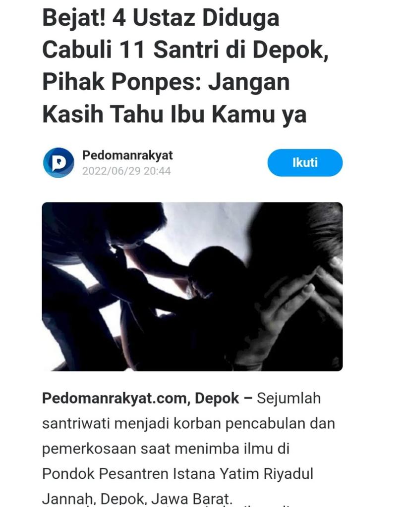 AnakLolina2's tweet photo. Makin religius daerah itu makin banyak kebejatan di temukan, anehnya jika yg seperti ini tidak membuat @MUIPusat bergeming.

Kalau beritanya rame mereka akan hadir, jika tidak ya diam saja. https://t.co/qPAYLrtG5k