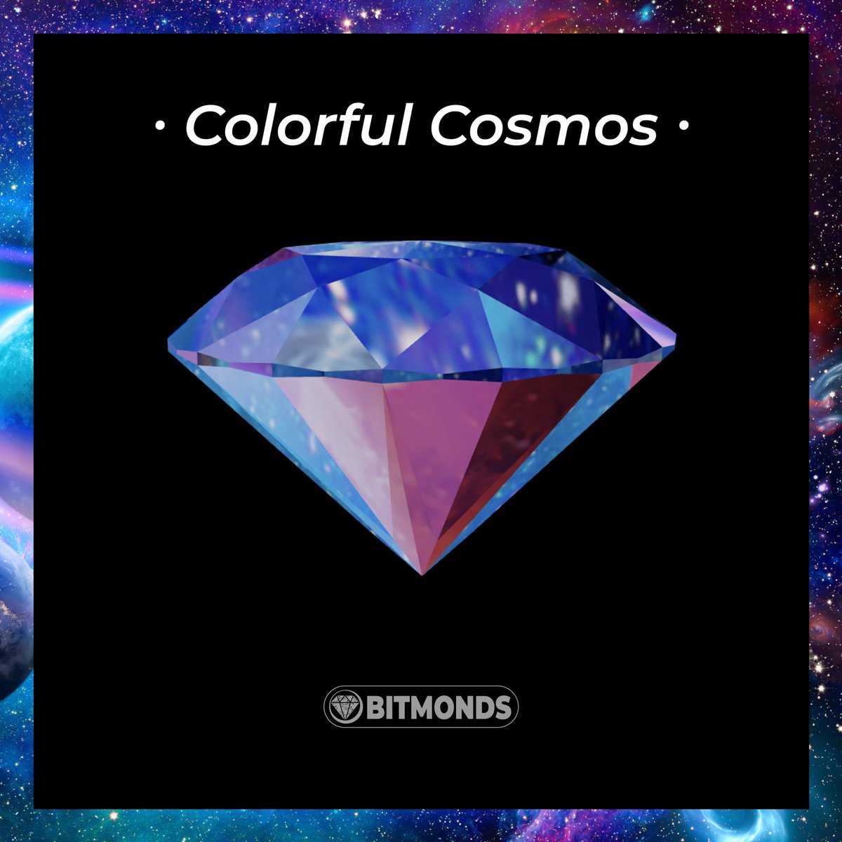 EdurneNaia's tweet image. GM friends!!☀️💜
This piece “Colorful Cosmos” is my collaboration with the Italian company @bitmonds 💎 they sell 3D digital wearable collectibles #NFTS you can own this unique #bitmonds inside a digital diamond with my signature ✨