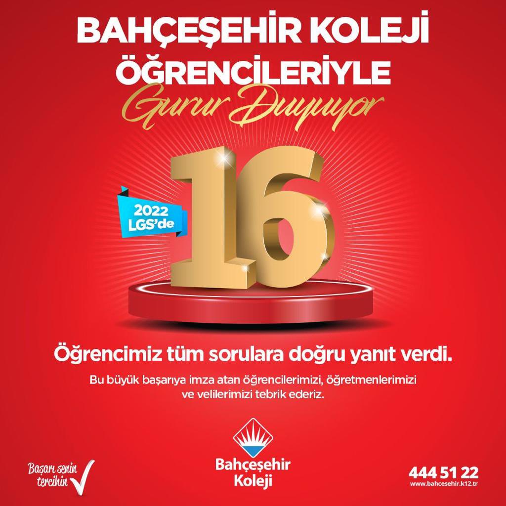 ❤️💙 Bahçeşehir Koleji Öğrencileriyle Gurur Duyuyor! 👏🏼

#lgs2022‘de 16 Birinci Bahçeşehir Kolejinden!

#bahçeşehirkoleji
#LgsdeZirvede
#TürkiyeninGururu