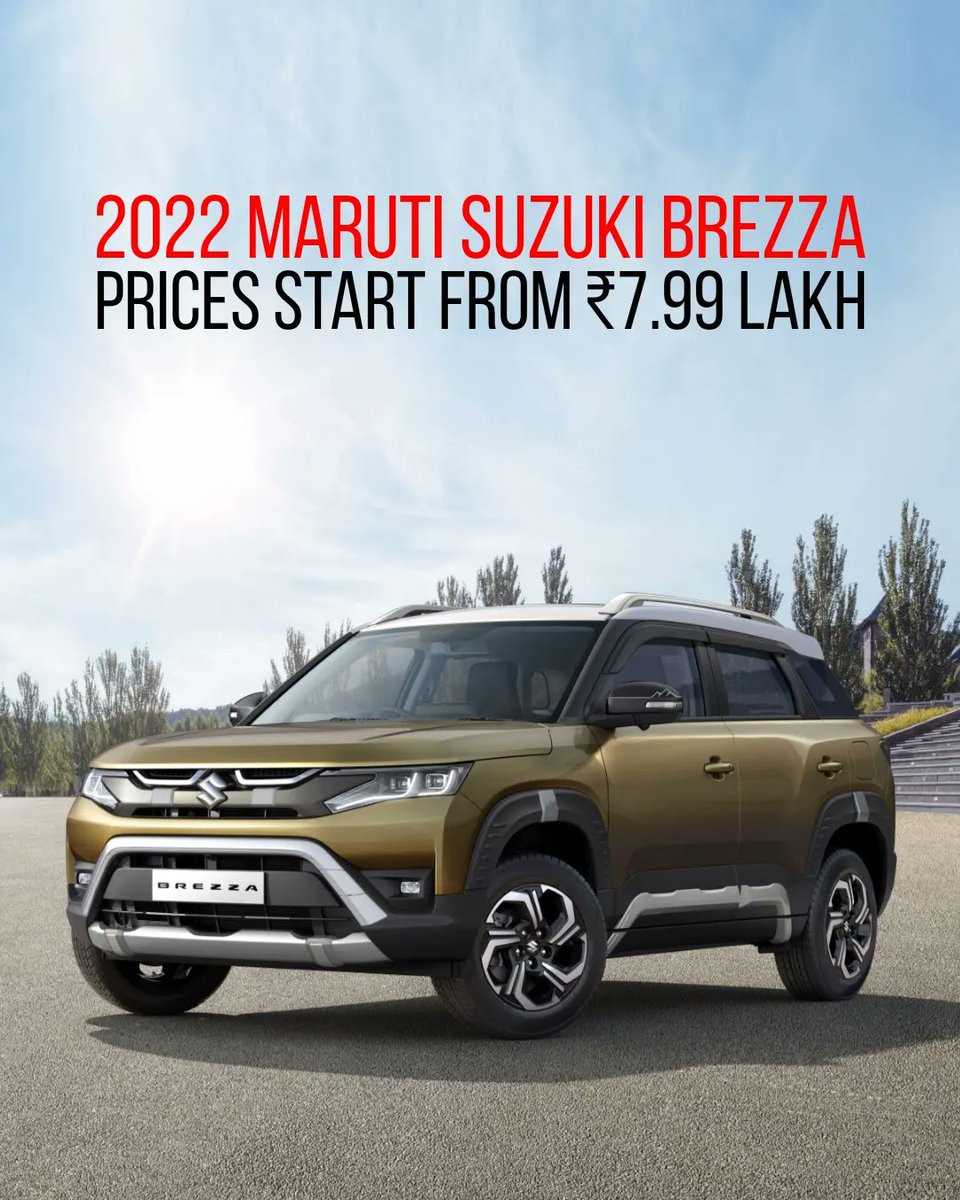evoIndia's tweet photo. #MarutiSuzuki launches the 2022 #Brezza, prices start from ₹7.99 lakh 🔥
The #2022Brezza gets a refreshed design, and important updates to its interiors, along with new additions to its equipment list • #evoindia
#brezza2022
#allnewbrezza
#HotAndTechyBrezza https://t.co/Vl92Tb7RUq
