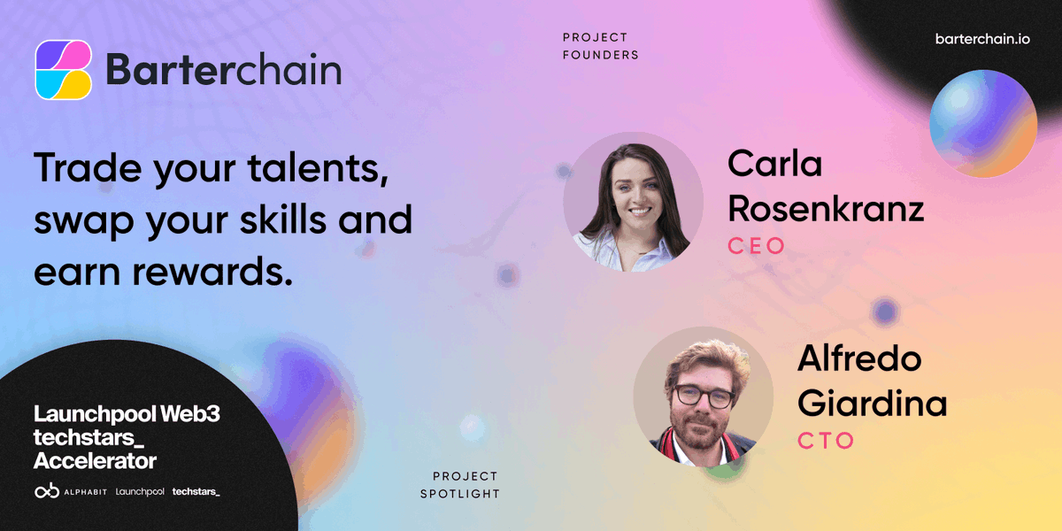 Meet @barterchainapp, an online peer-to-peer barterplace where members can swap &amp; tokenize their skills and services

Join us, <a href="/alphabitltd/">Alphabit Capital</a> &amp; <a href="/LaunchPoolXYZ/">Launchpool ($LPOOL 💙,🧡)</a> at #DemoDay (today!) to learn more &amp; watch all our #Web3 founders pitch

RSVP for virtual Demo Day: tsta.rs/5MqV50JLgBo