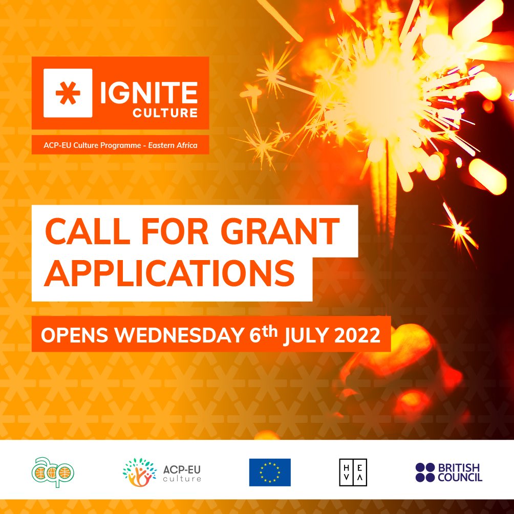 IT’S OFFICIAL! Applications open on Wednesday, 6th July. Stay tuned for more information with details you will need to get ready for the ACP-EU Culture Programme (EA): Ignite Culture, 2022.

#IgniteCultureEA