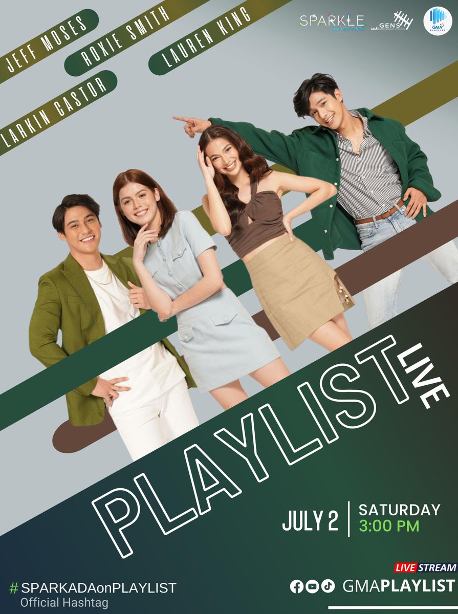 Ang ating SPARKADA, makikipagkulitan at bonding sa PLAYLIST LIVE!

Catch the sweet voices of #Sparkada's Roxie Smith, Larkin Castor (<a href="/LarkinCastor/">Larkin</a>), Lauren King (<a href="/KingLauren20/">King_Lauren</a>) and Jeff Moses (@HalaghayJeff) this Saturday, July 2 at 3PM on <a href="/gmaplaylist/">GMA Playlist</a>! ♥️🎶
#SparkadaOnPlaylist
