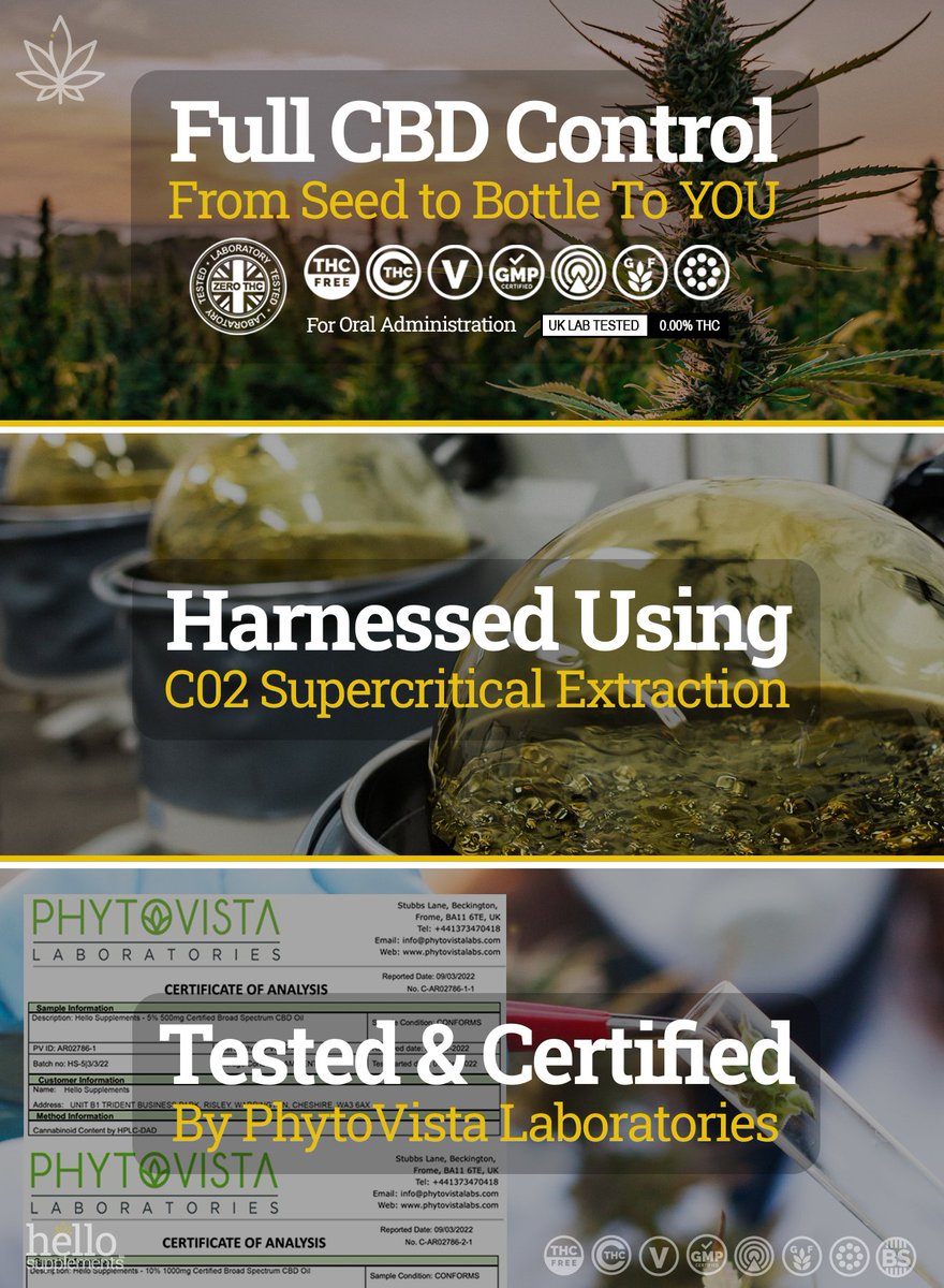 hellosupps's tweet image. Why Buy CBD...From Us?…
We are one of only a few reputable companies online who supply UK Certified CBD oil and can prove fully what is in the bottle by backing this up with the latest version of our UK registered certificates of analysis. 
hellosupplements.co.uk