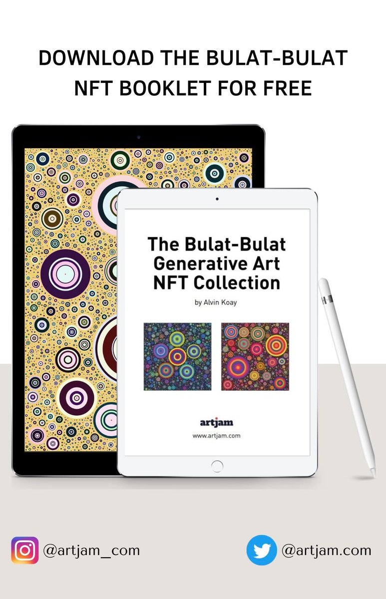 Get a copy of the Bulat-Bulat Generative art collection booklet for free!! 🎉🎉

🔗Link: artjam.com

#artjam #nftart #nft #booklet
