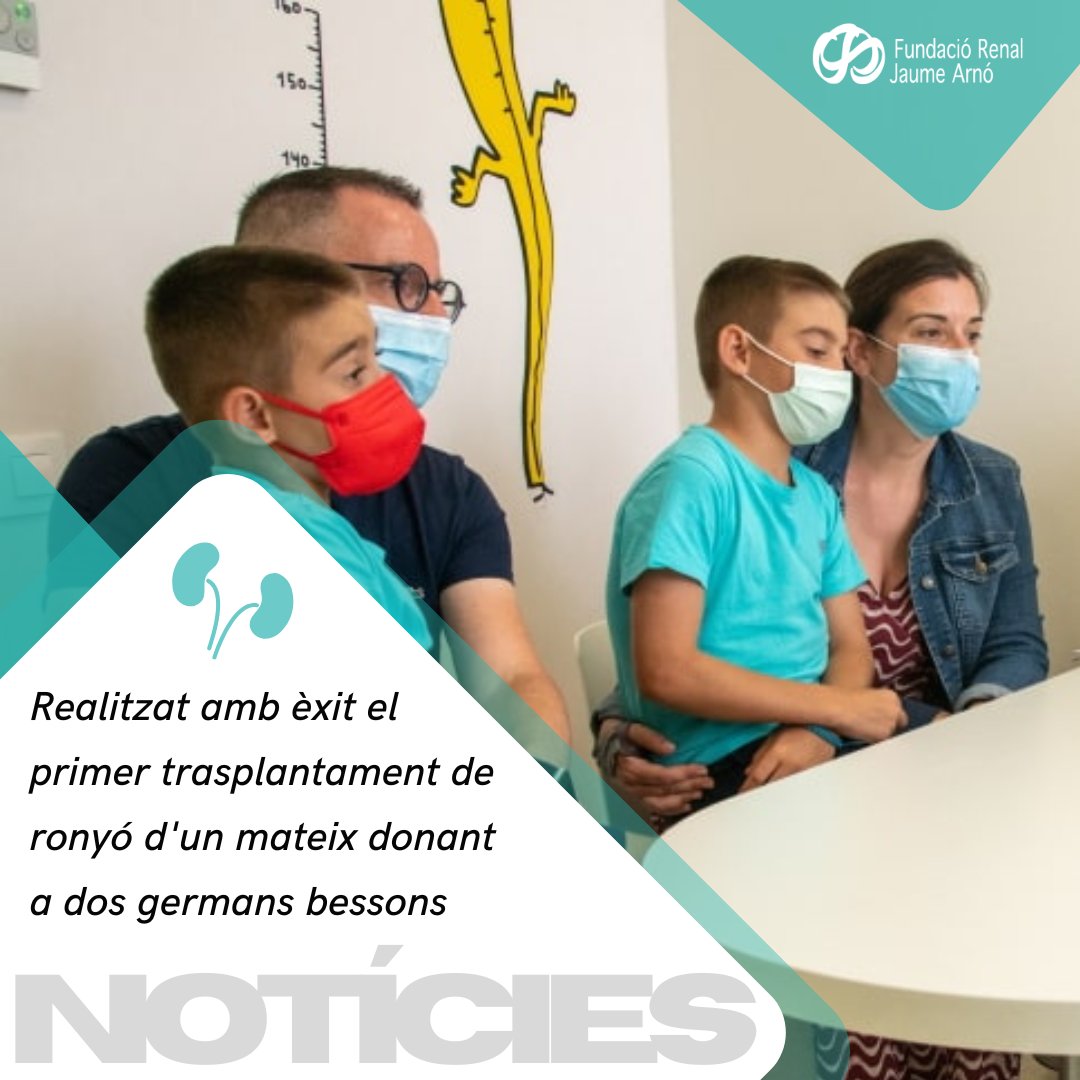 FundacioJArno's tweet photo. Un equip de #nefròlegs de @SJDbarcelona_es i d' @hospitalclinic realitza amb èxit el primer #trasplantament de ronyó d'un mateix donant a dos germans bessons.
https://t.co/tzDhcEDFD5 🔎🔎
#donaciódòrgans #bessons https://t.co/BQCifbMh0W