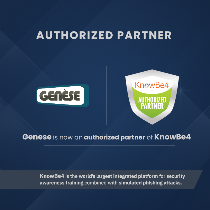 genesesolution's tweet photo. Genese Solution is now an authorized partner of KnowBe4.
KnowBe4 is the world’s largest integrated platform for security awareness training combined with simulated phishing attacks.
Learn more about KnowBe4 here: https://t.co/zk0Pmdlqfn
#genesesolution #security #KnowBe4 https://t.co/cVS7EQ2HZJ