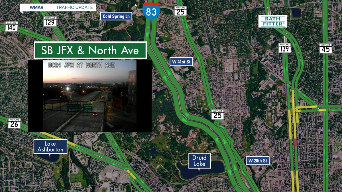 #BaltimoreCity | Everything's all clear SB JFX from North Ave and down to the light at Fayette #BalTraffic #MDTraffic